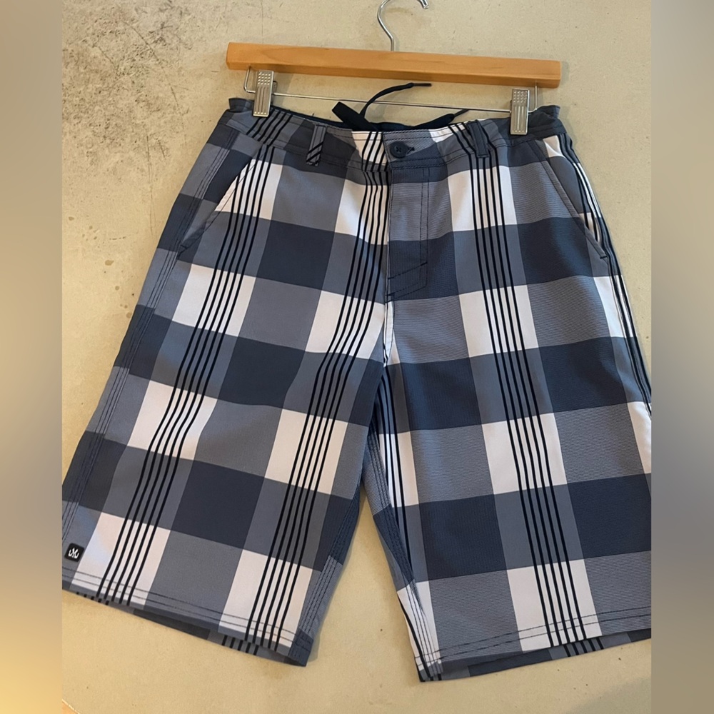 Plaid Blue and White Shorts